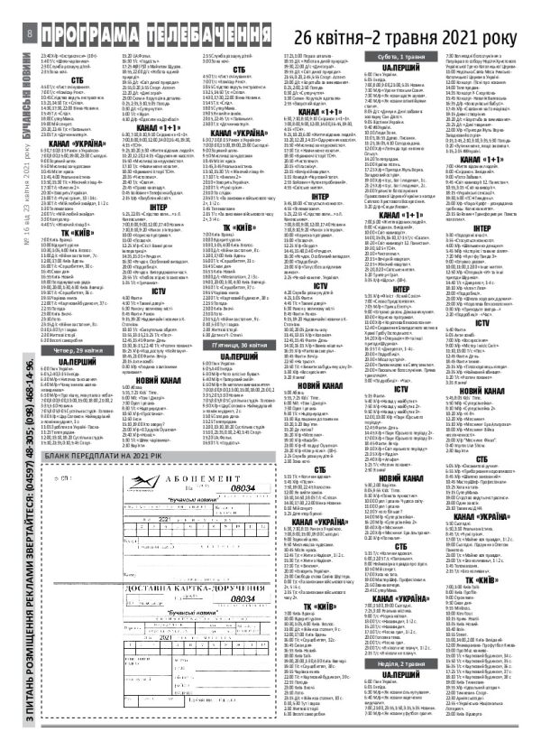 Газета Бучанські новини випуск 16 2021, стор.8