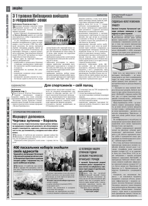 Газета Бучанські новини випуск 18 2021, стор.2