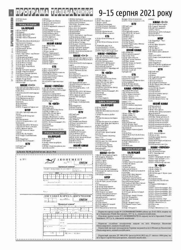 Газета Бучанські новини випуск 31 2021, стор.8